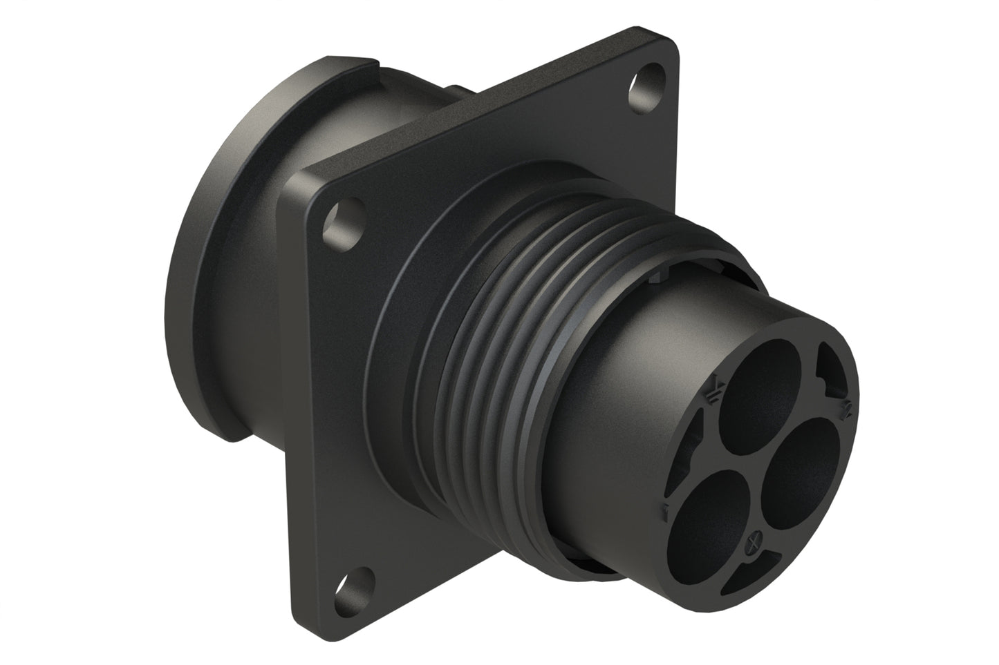 FLS014N3P03 Receptacle, Square Flange, 3 Position, Male, Shell Size 14, Silicone Seal, Auto-Lock