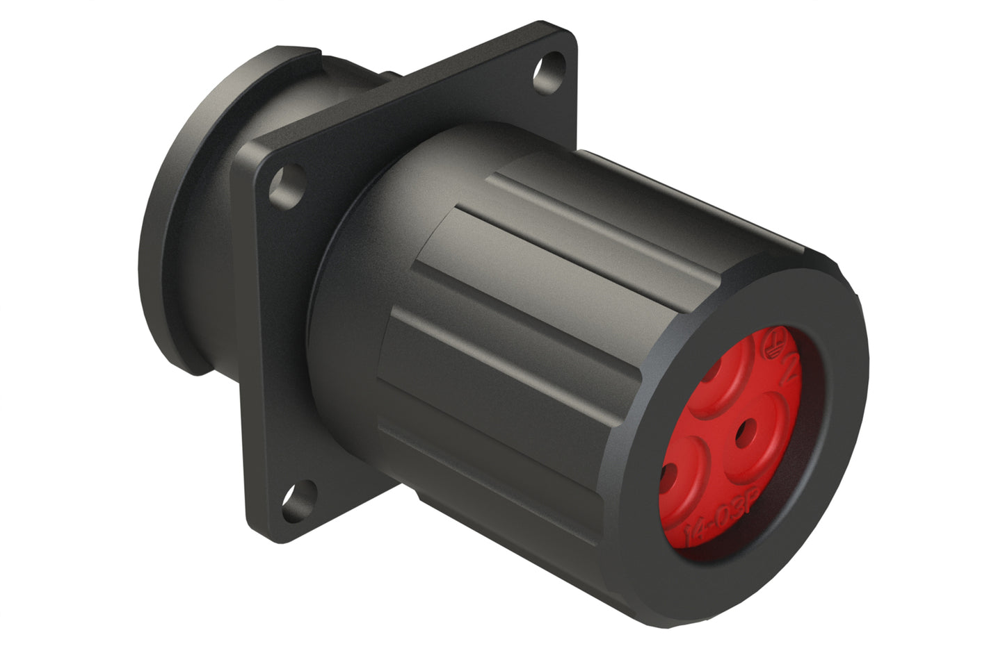 FLS014N3PHEC03 Receptacle, Square Flange, 3 Position, Male, Shell Size 14, Silicone Seal and End Cap with Individual Wire Sealing, Auto-Lock