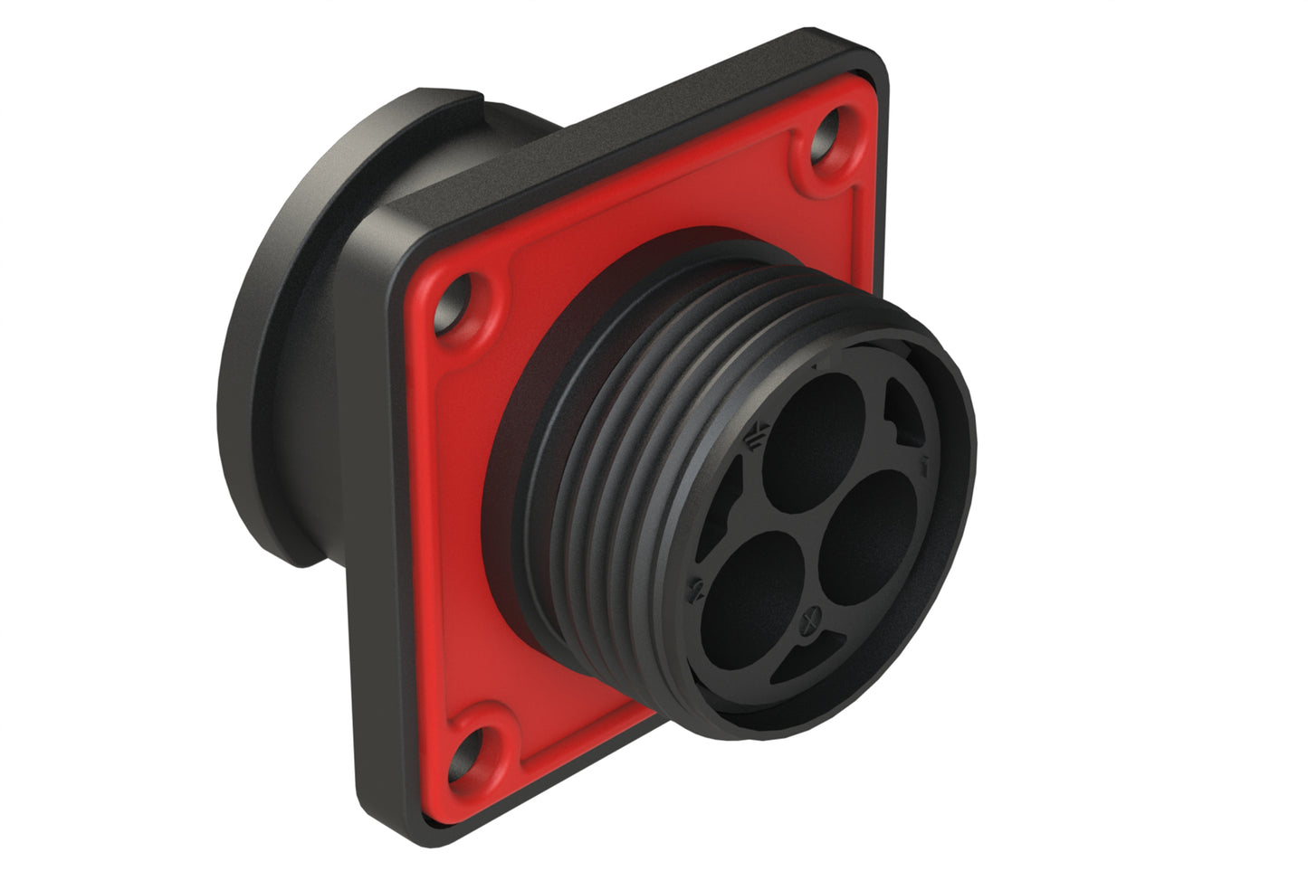 FLS014N3S03-PM Receptacle, Square Flange, 3 Position, Female, Shell Size 14, Silicone Seal with Seal Gasket, Auto-Lock