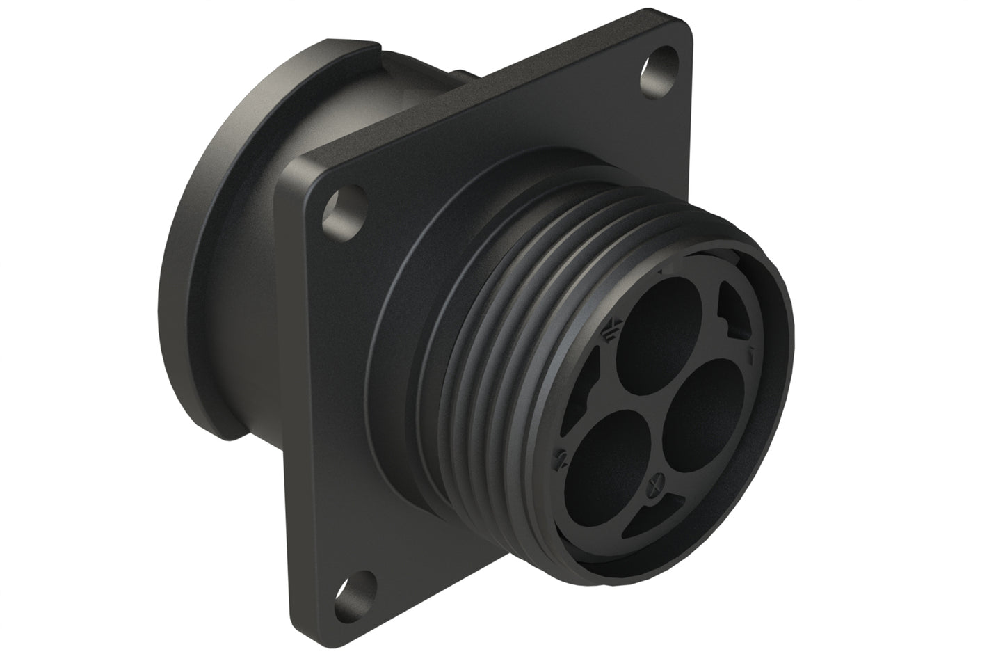 FLS014N3S03 Receptacle, Square Flange, 3 Position, Female, Shell Size 14, Silicone Seal, Auto-Lock