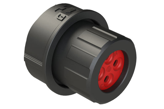 FLS614N4SHEC03 Plug, 4 Position, Female, Shell Size 14, Silicone Seal and End Cap with Individual Wire Sealing, Auto-Lock