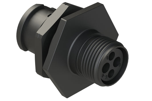 FLS710N2P03 Receptacle, Jam Nut, 4 (2+2) Position, Male, Shell Size 10 Silicone Seal, Auto-Lock