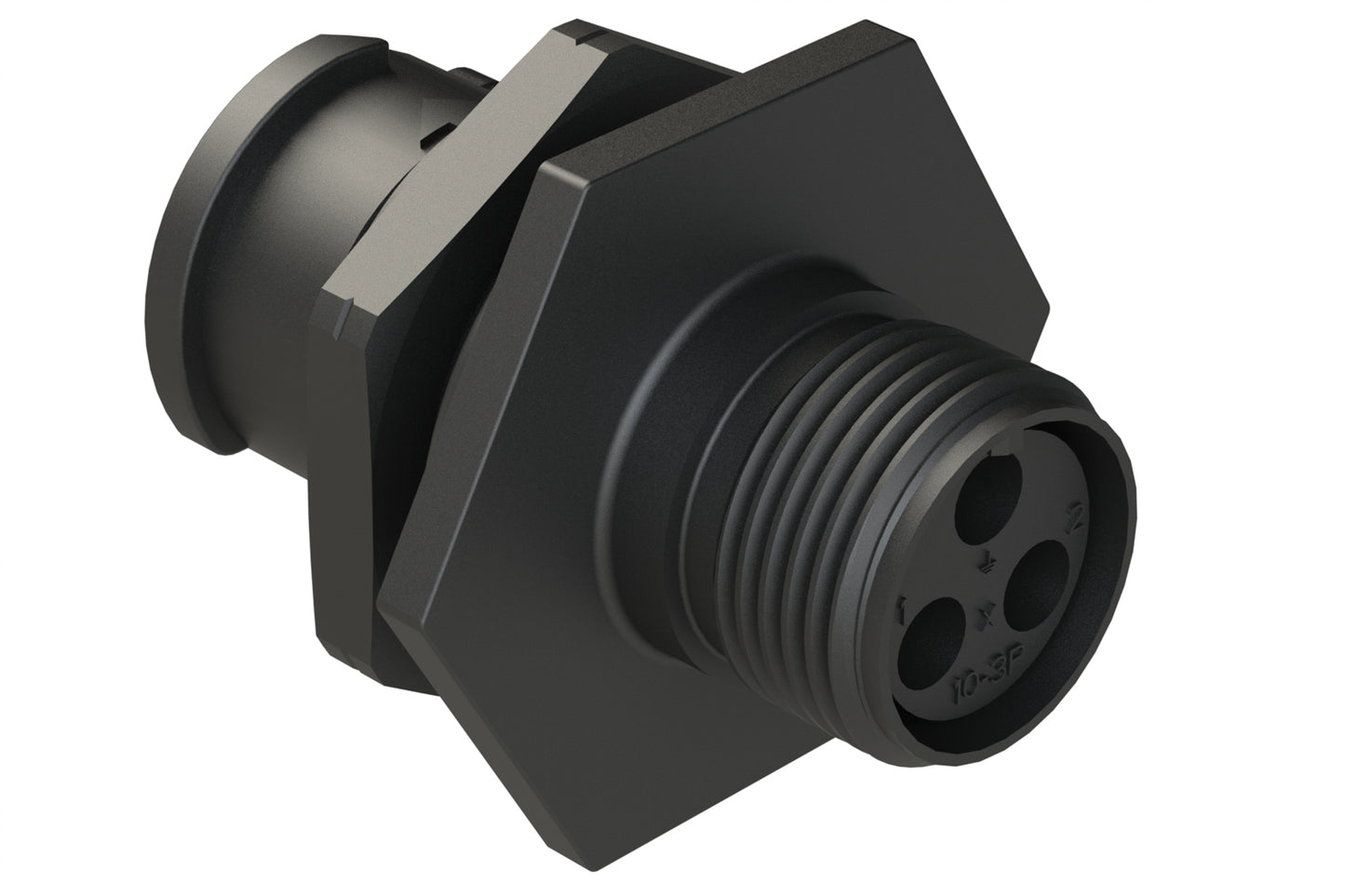 FLS710N3P03 Receptacle, Jam Nut, 3 Position,Male, Shell Size 10, Silicone Seal, Auto-Lock