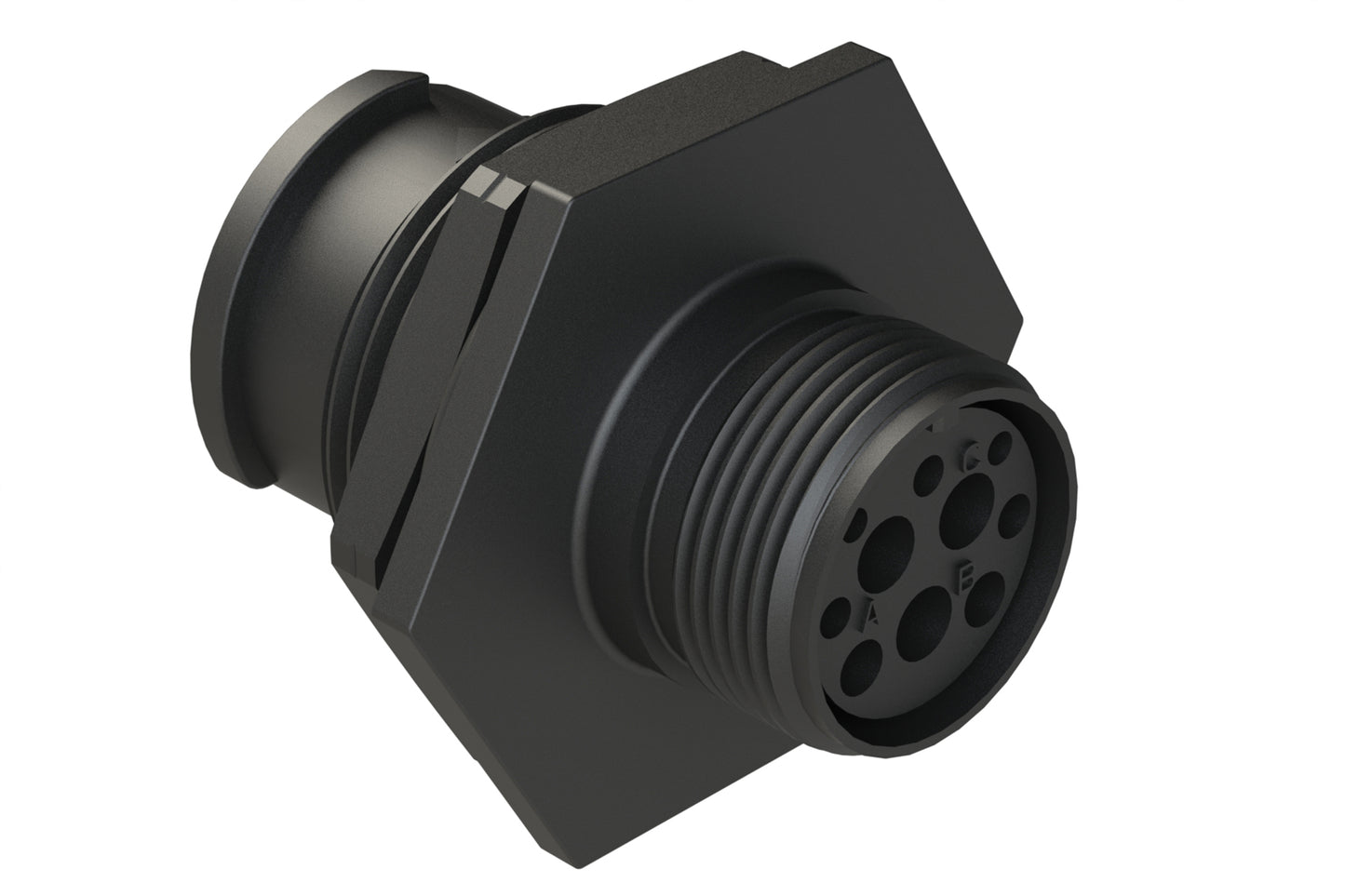 FLS712N3P03 Receptacle, Jam Nut, 3 Position, Male, Shell Size 12, Silicone Seal, Auto-Lock