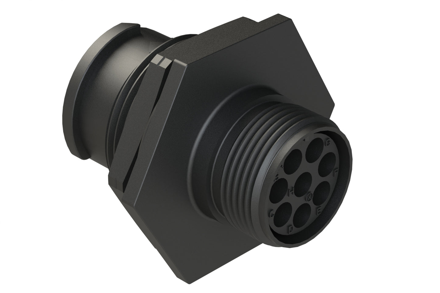 FLS712N8P03 Receptacle, Jam Nut, 8 Position, Male, Shell Size 12, Silicone Seal, Auto-Lock