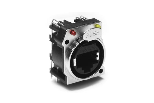 RJX8FB6HYRB XLRnet BTypeEthernet ChassisMount, Horizontal PCB, CAT6, Non-Shielded, LED Indicator, Yellow/Red, Bulk Packaging