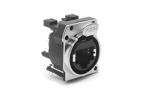 RJX8FB6VB XLRnet BTypeEthernet ChassisMount, Vertical PCB, CAT6, Bulk Packaging