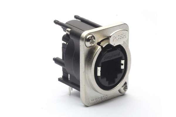 RJX8FD3HB XLRnet DTypeEthernet ChassisMount, HORZ PCB Class D, Non-Shielded,, Black, Bulk Packaging