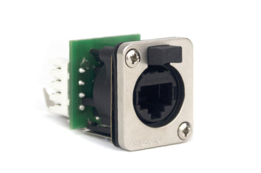 RJXS8FD5I XLRnet DTypeEthernet ChassisMount, IDCTerminals, CAT5E, Female, Bulk Packaging