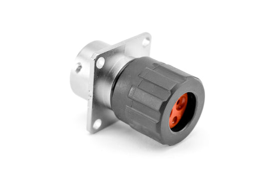 RT00122SNHEC Receptacle, Square Flange, 3 Position, Female, Shell Size 12, and End Cap with Individual Wire Sealing