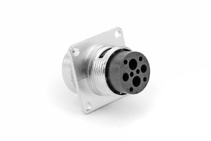 RT00142PNH Receptacle, Square Flange, 4 (2+2) Position, Male, Shell Size 14