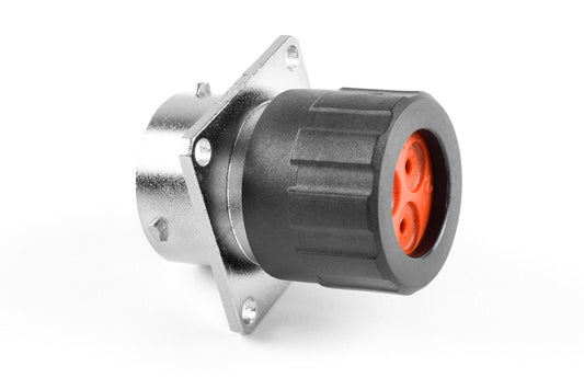 RT00143SNHEC03 3 Position Square Flange Receptacle, Female, Shell Size 14, with Silicone Seal, End Cap with Individual Wire Sealing
