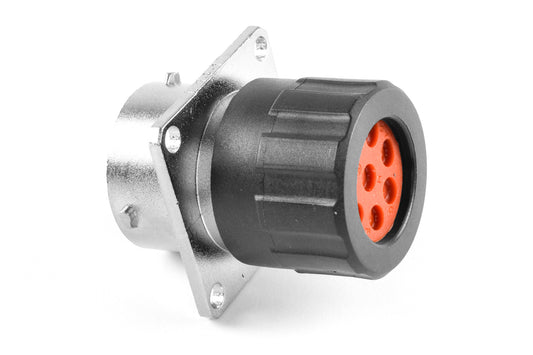 RT00148SNHEC03 8 Position Square Flange Receptacle, Female, Shell Size 14 with Silicone Seal, End Cap with Individual Wire Sealing