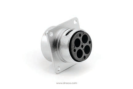 RT00164PNH Receptacle, Square Flange, 4 Position, Male, Shell Size 16