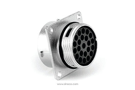 RT001823SNH03 Receptacle, Square Flange, 23 Position, Female, Shell Size 18, with Silicone Seal. Comparable part no. UT001823SH