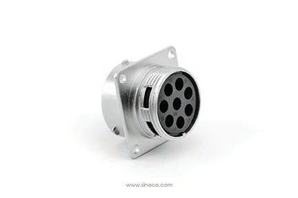 RT00188SNH03 Receptacle, Square Flange, 8 Position, Female, Shell Size 18, with Silicone Seal