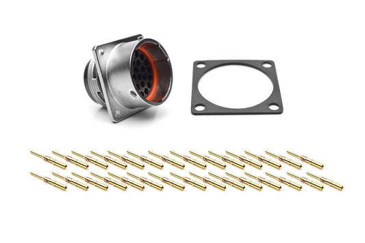 RT002028PKNH03-K Receptacle Kit, Square Flange, 28 Position, Male, Shell Size 20, Silicone Seal, with Machined Gold Contacts, Size 16 (18-16AWG), Gasket, IP69K