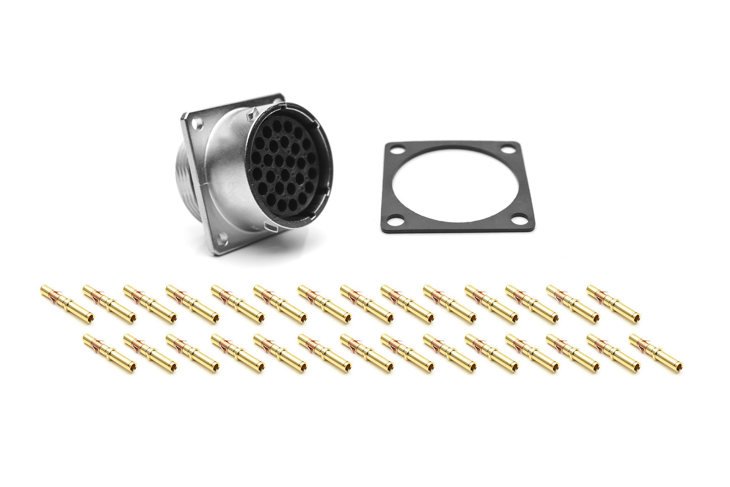 RT002028SKNH03-K Receptacle Kit, Square Flange, 28 Position, Female, Shell Size 20, Silicone Seal, with Machined Gold Contacts, Size 16 (18-16AWG), Gasket, IP69K