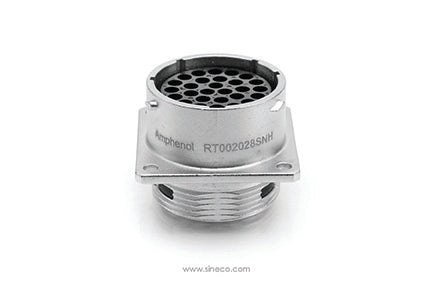 RT002028SNH03 Receptacle, Square Flange, 28 Position, Female, Shell Size 20, with Silicone Seal. Comparable part no. UT002028SH