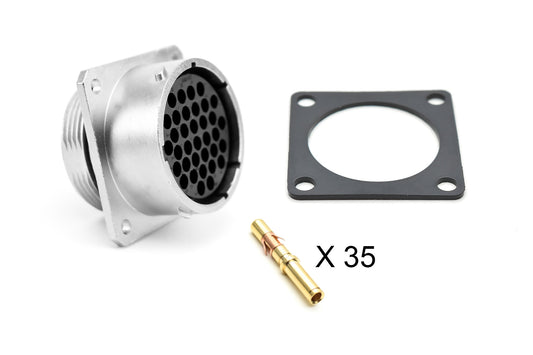 RT002235SNH-K Receptacle Kit, Square Flange, 35 Position, Female, Shell Size 22, with Machined Gold Contacts, Size 16 (18-16AWG), Gasket. Comparable part no. UT002235SH
