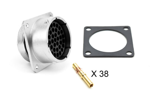 RT002238SNH-K Receptacle Kit, Square Flange, 38 Position, Female, Shell Size 22, with Machined Gold Contacts, Size 16 (18-16AWG), Gasket. Comparable part no. UT002238SH