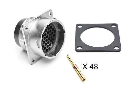 RT002448PNH-K Receptacle Kit, Square Flange, 48 Position, Male, Shell Size 24, with Machined Gold Contacts, Size 16 (18-16AWG), Gasket. Comparable part no. UT002448PH