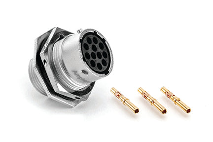 RT07104SNH-K Receptacle Kit, Jam Nut, 4 Position, Female, Shell Size 10, with Machined Contacts, Size 16, 16-18AWG. Comparable part no. UT07104SH