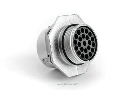 RT071823PNH03 Receptacle, Jam Nut, 23 Position, Male, Shell Size 18, with Silicone Seal. Comparable part no. UT071823PH