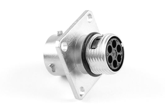 RT0W0106SNH03 Receptacle, Square Flange, 6 Position, Female, Shell Size 10, with Silicone Seal. Comparable part no. UT0W0106SH
