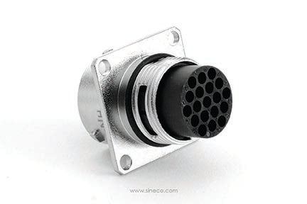 RT0W01419PNH Receptacle, Square Flange, 19 Position, Male, Shell Size 14. Comparable part no. UT0W01419PH