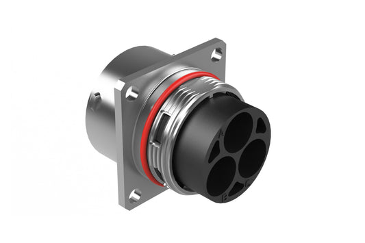 RTHP0203PNH Receptacle, Square Flange, 3 Position, Male, RADSOK® Technology, High Amperage, Shell Size 20, Crimp Termination