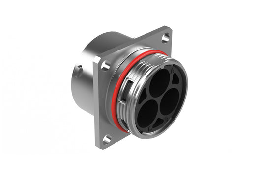 RTHP0203SNH-10C Receptacle, Square Flange, 3 Position, Female, Radsok® High Amperage Technology, Shell Size 20, Crimp Termination