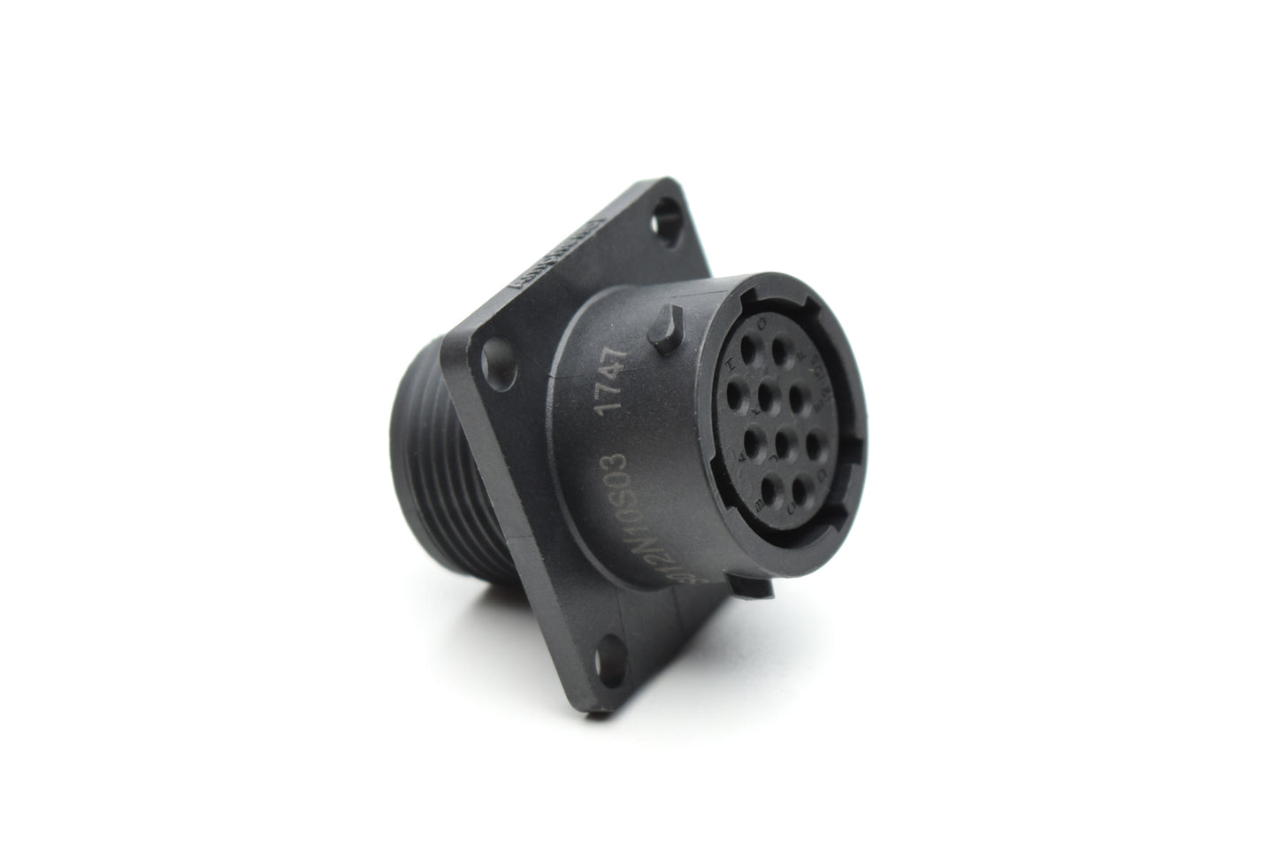 RTS012N10S03 Receptacle, Square Flange, 10 Position, Female, Shell Size 12, Silicone Seal. Comparable part no. UTS01210S