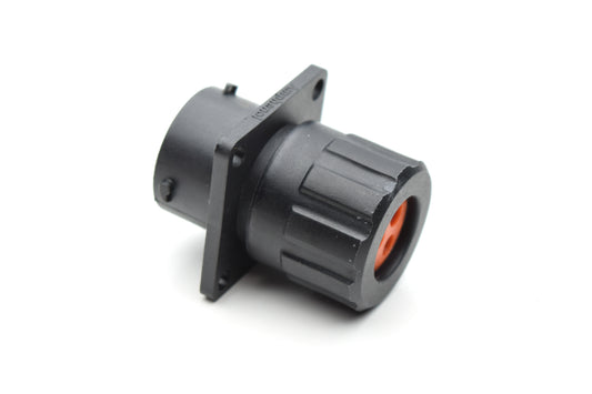 RTS012N3SHEC03 Receptacle, Square Flange, 3 Position, Female, Shell Size 12, Silicone Seal, and End Cap with Individual Wire Sealing. Comparable part no. UTS0GN123S