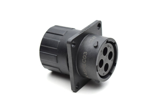 RTS014N4SHEC03 Receptacle, Square Flange, 4 Position, Female, Shell Size 14, Silicone Seal, and End Cap with Individual Wire Seals