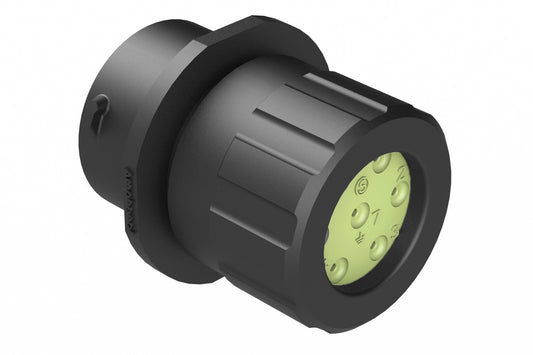 RTS1BS14N7SHEC03R Receptacle, Inline, 7 Position, Female, Shell Size 14, Silicone Seal, and End Cap with Individual Reduced Diameter Wire Sealing