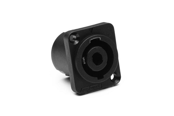 SP-2-MDV 2 Pole Loudspeaker ChassisMount, DType Flange,Thru Holes, Vertical PCB, Black Finish. Comparable part no: NL2MD-V
