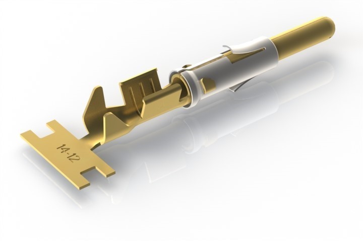 SP12A1G10-10 Pin contact, 2.5mm, 10µ gold plating over nickel for 10 AWG, reel of 1000