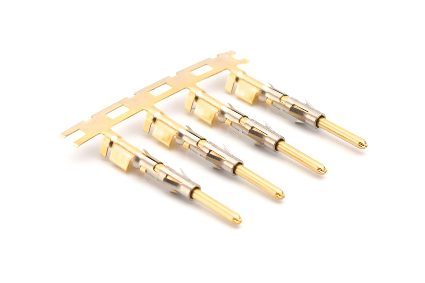 SP16M2G10 Pin Contact, Stamped, Size 16, Gold 10µ" over Nickel, Wire Range .75-1.5mm², 18-16 AWG, with 3 Tangs. Reel of 3,000.