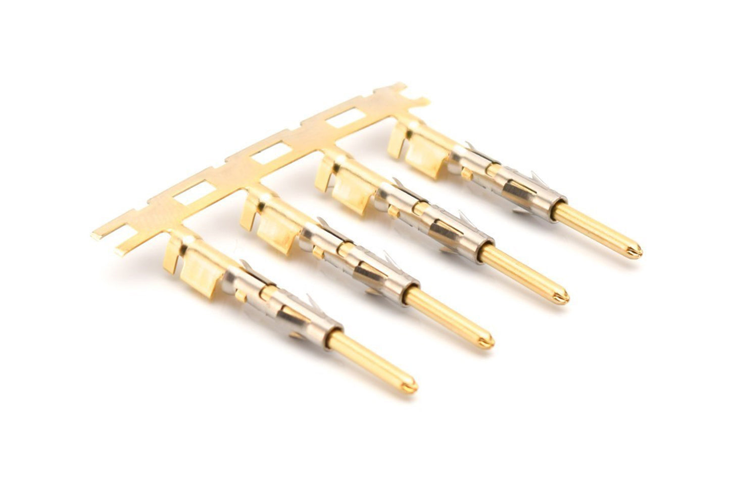SP16M2G5 Pin Contact, Stamped, Size 16, Gold 5µ" over Nickel, Wire Range .75-1.5mm², 18-16 AWG, with 3 Tangs. Reel of 3,000.