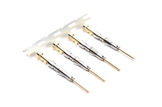 SP20W2G30 Pin Contact, Stamped, Size 20, Gold 30µ" over Nickel, Wire Range .34-.50mm², 20-22 AWG,with 3 Tangs
