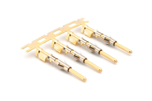 SP24M2G10 Pin Contact, Stamped, Size 16, Gold 10µ" over Nickel, Wire Range .14-.25mm², 26-24 AWG, with 3 Tangs