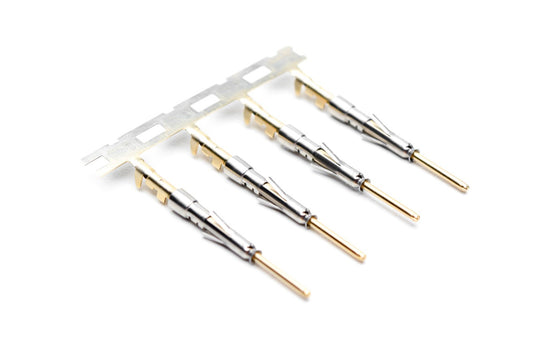 SP24W2G10 Pin Contact, Stamped, Size 20, Gold 10µ" over Nickel, Wire Range .14-.25mm², 26-24 AWG, with 3 Tangs