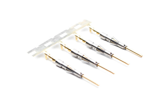 SP28W2G10 Pin Contact, Stamped, Size 20, Gold 10µ" over Nickel, Wire Range .05-.08mm², 30-28 AWG, with 3 Tangs