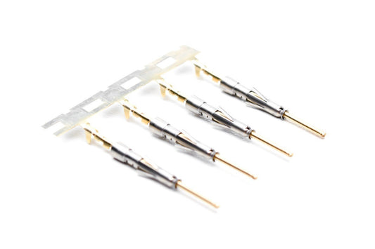 SP28W2G5 Pin Contact, Stamped, Size 20, Gold 5µ" over Nickel, Wire Range .05-.08mm², 30-28 AWG, with 3 Tangs