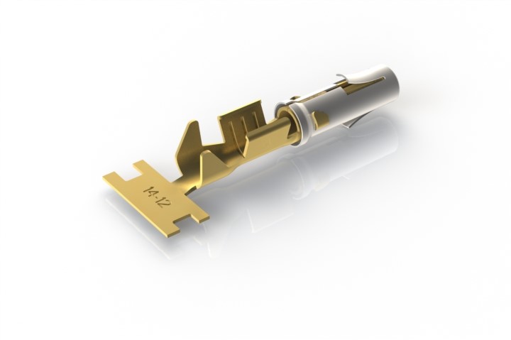 SS12A1F Socket contact, Stamped, gold flash over nickel, Size 2.5mm, Wire Range 14-12 AWG. Reel of 1,000
