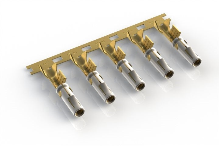 SS12A1G10-10 Socket contact, 2.5mm, 10µ gold plating over nickel for 10 AWG, reel of 1,000