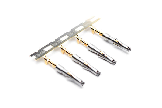 SS28W2G10 Socket Contact, Stamped, Size 20, Gold 10µ" over Nickel, Wire Range .05-.08mm²,  30-28 AWG, with 3 Tangs