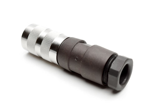 T 3301 002 Female Connectors with internal strain relief and metal locking ring. Screw locking according to DIN EN 60130-9 / IEC 60130-9. Contacts included.