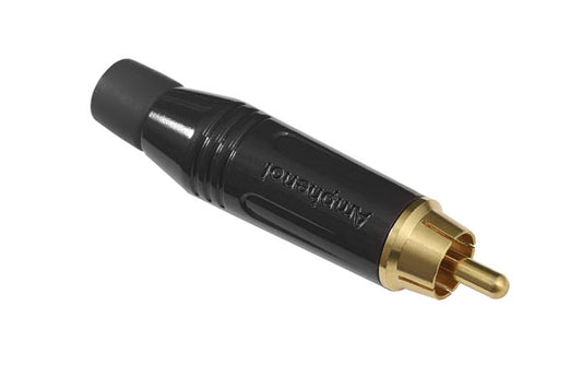 ACPR-BLKRCAMale Cable Connector, Gold Plated Contacts, Diecast Shell, Black Finish, Black Grommet. Comparable part no: NYS352BG
